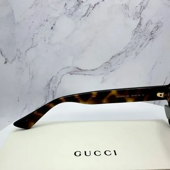 New GUCCI Sunglasses Brown Black Tortoise Square Women's Gold GG Logo Oversized - Picture 7 of 16